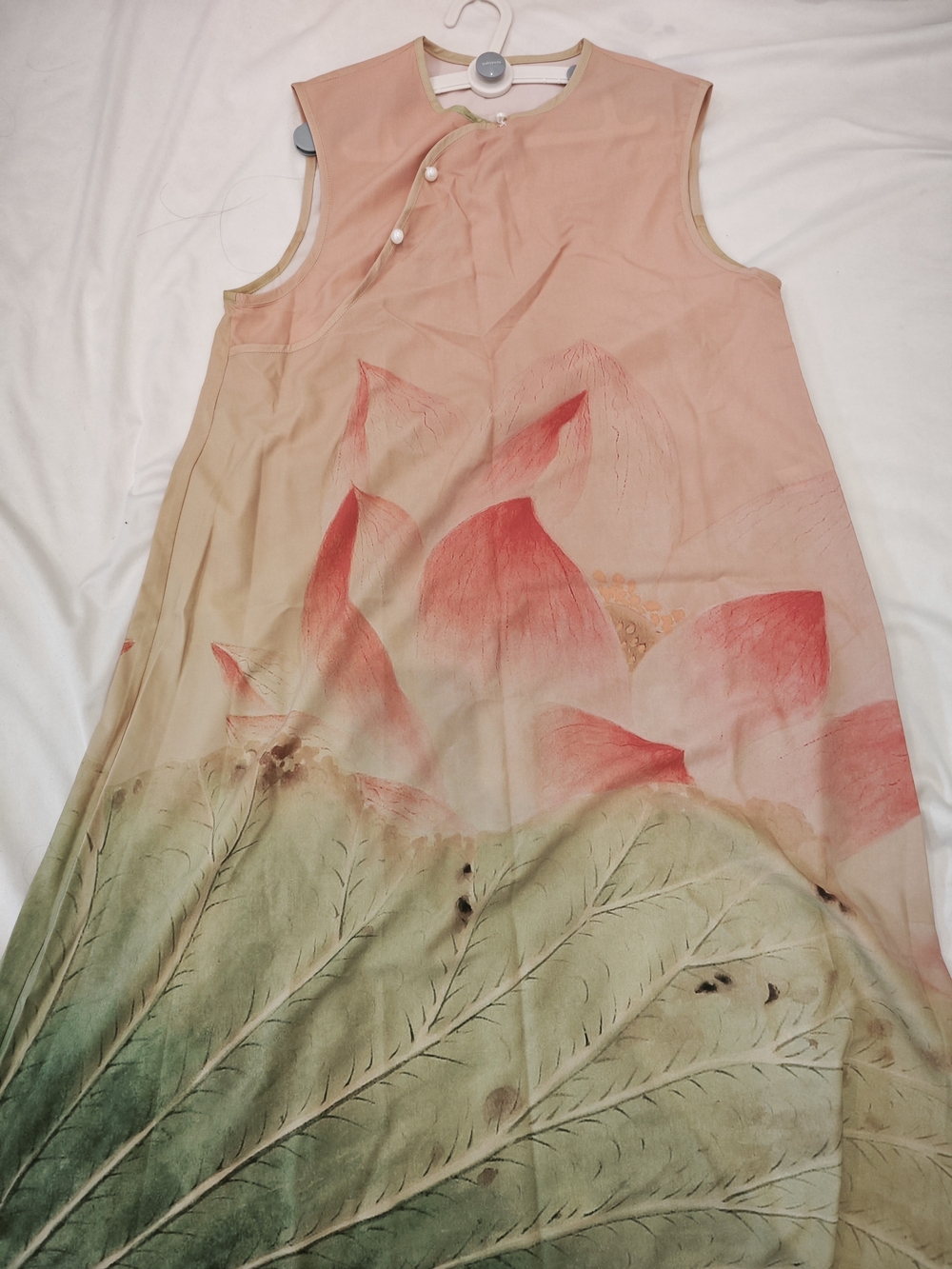 Sleeveless Pink & Green Floral Maxi Dress